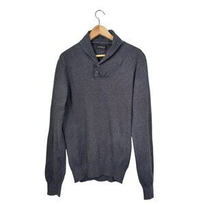 Marquis Men’s Gray Wool Blend Sweater - Shawl Collar Button Pullover, Size S